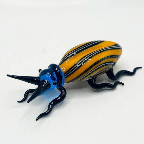 Vintage Hand Crafted Blown Mixed Glass Miniature Art Beetle Insect Sculpture NEW - Picture 2 of 6
